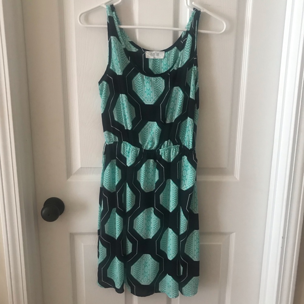Geometric Navy and Teal Dress